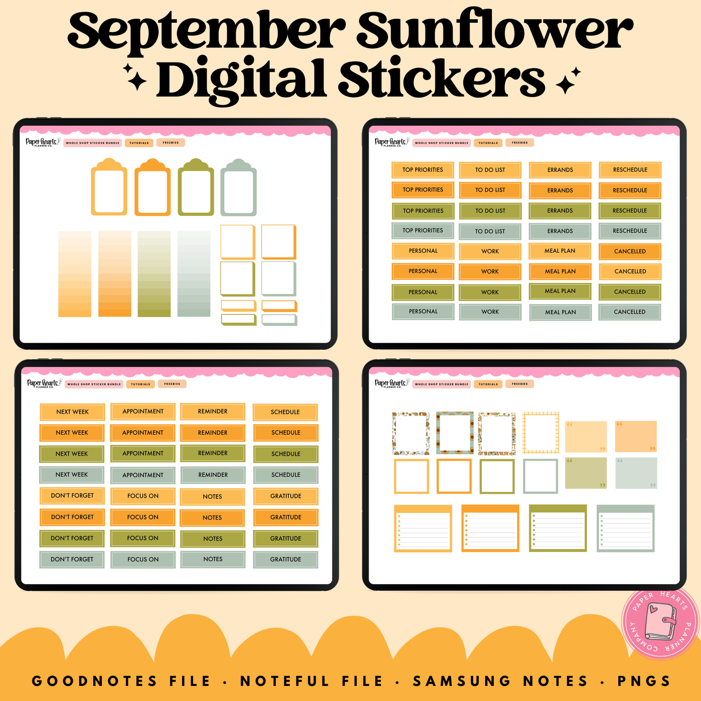 September Sunflower Stickers