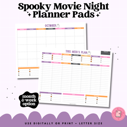 Spooky Movie Night Block Planner Pad