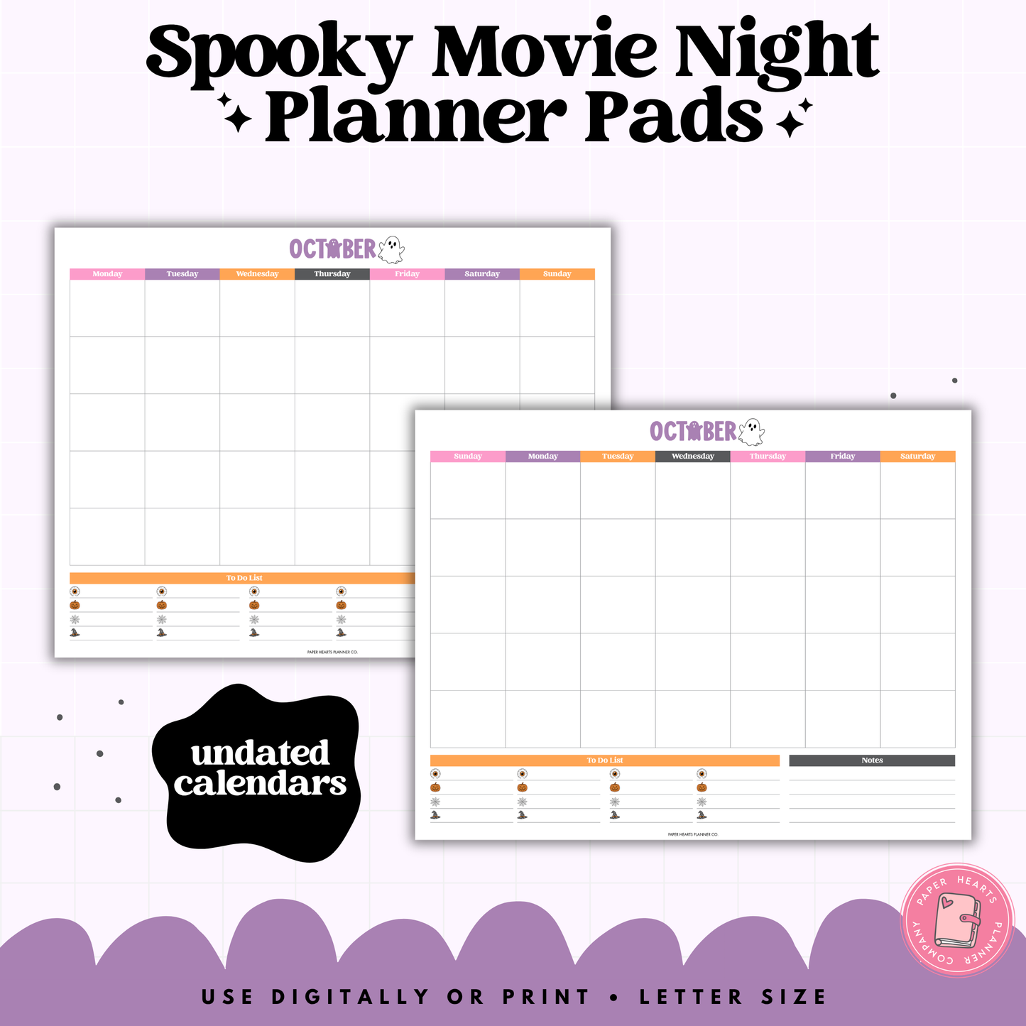 Spooky Movie Night Block Planner Pad