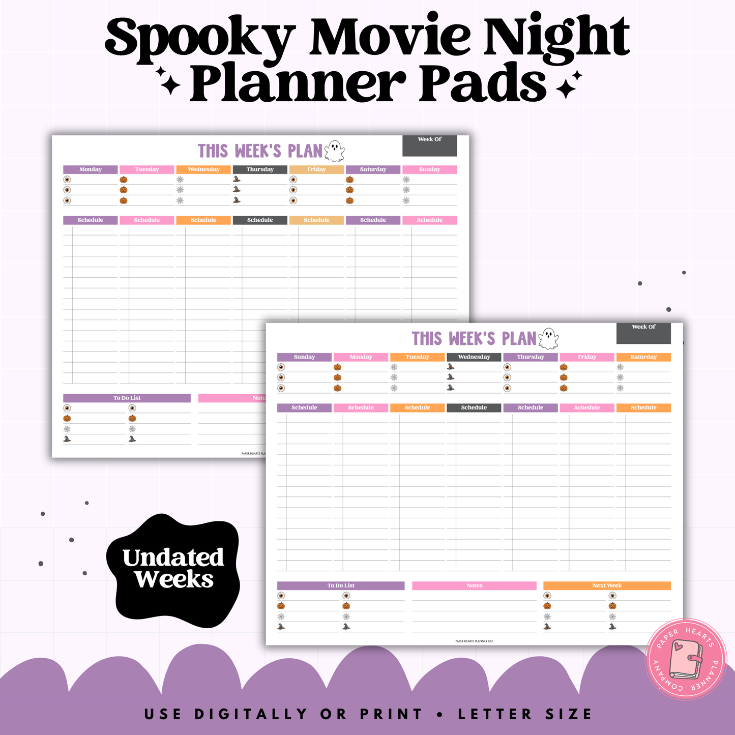 Spooky Movie Night Block Planner Pad