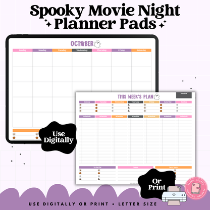 Spooky Movie Night Block Planner Pad