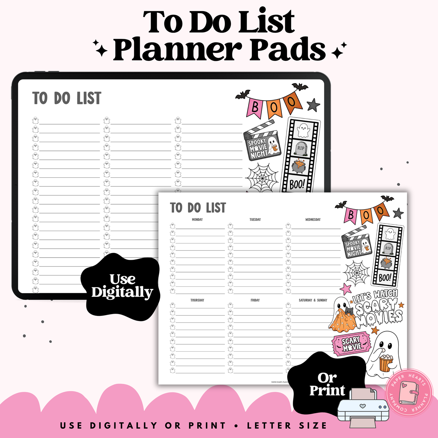 Spooky Movie Night To Do List Planner Pad