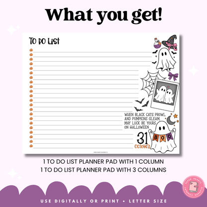 Spooky October To Do List Planner Pad