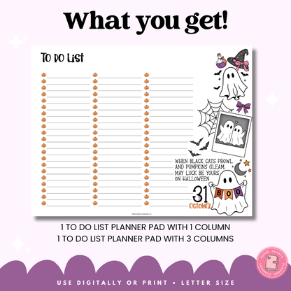 Spooky October To Do List Planner Pad