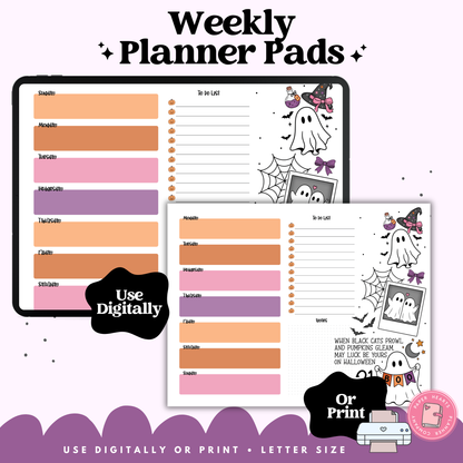 Spooky October Weekly Colorful Planner Pad