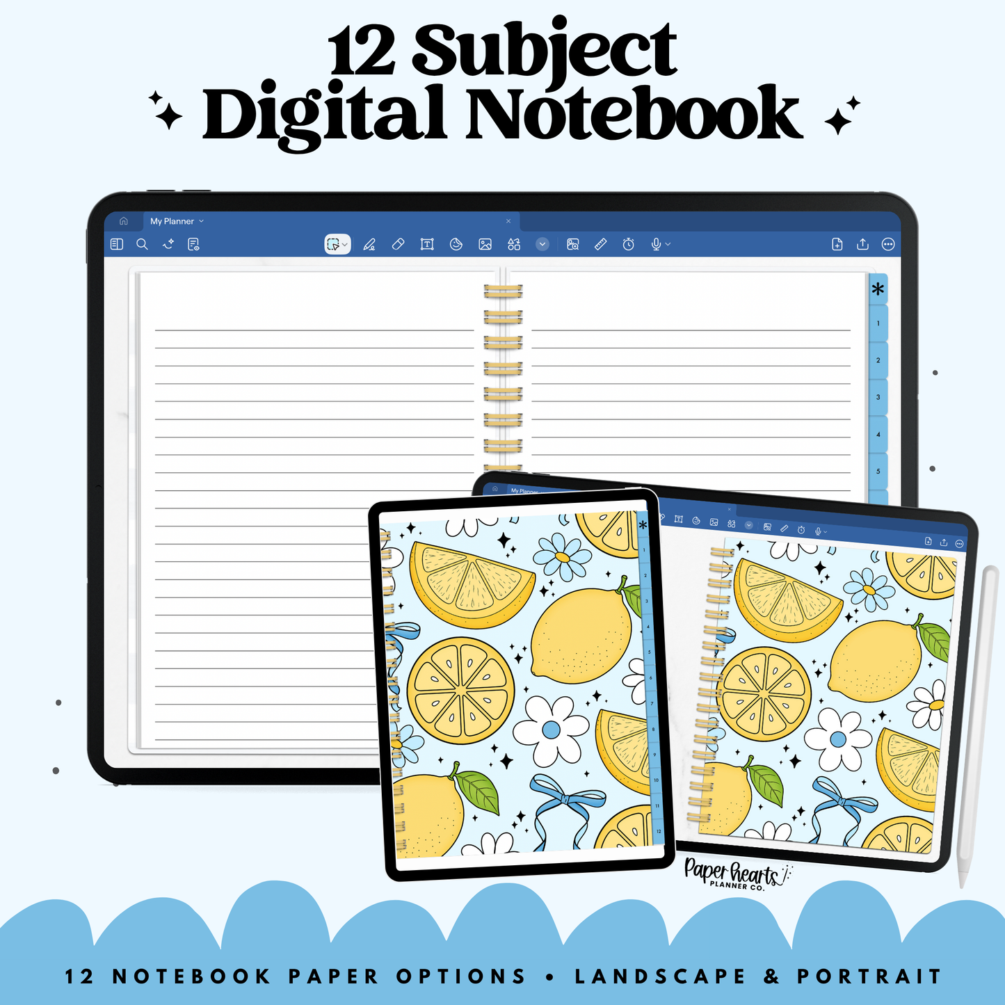 Summer Lemons Digital Notebook