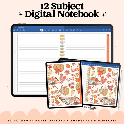 Summer Peaches Digital Notebook