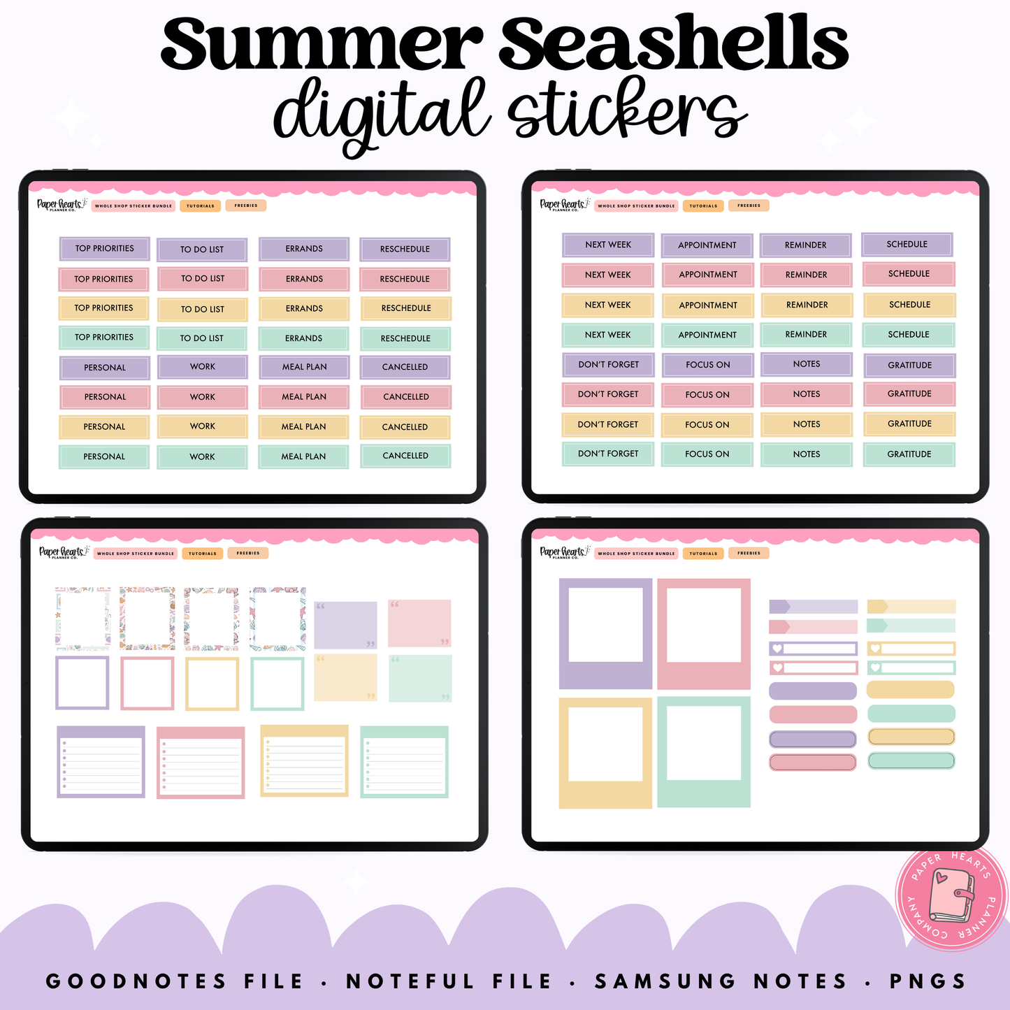Summer Seashell Stickers