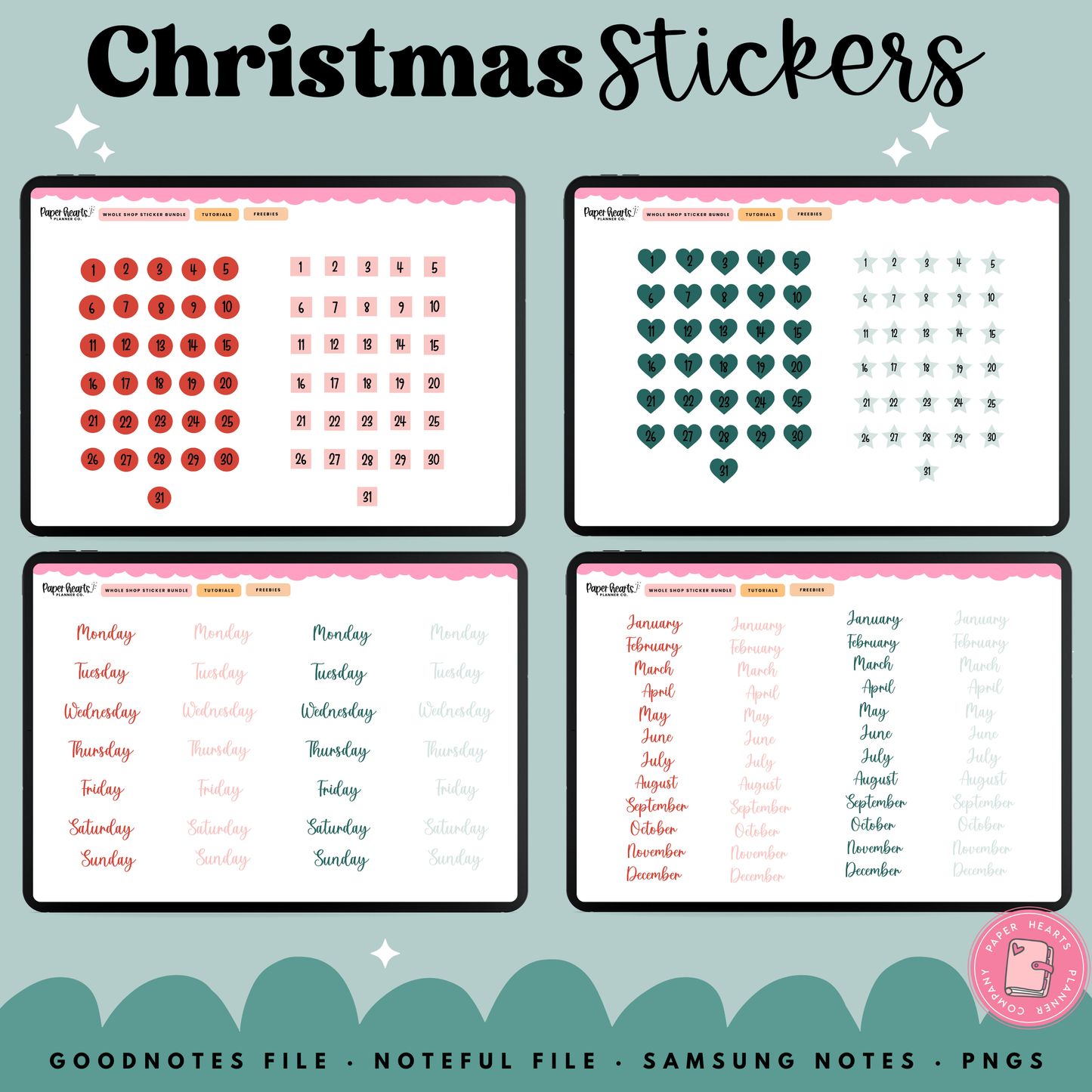 Traditional Christmas December Stickers
