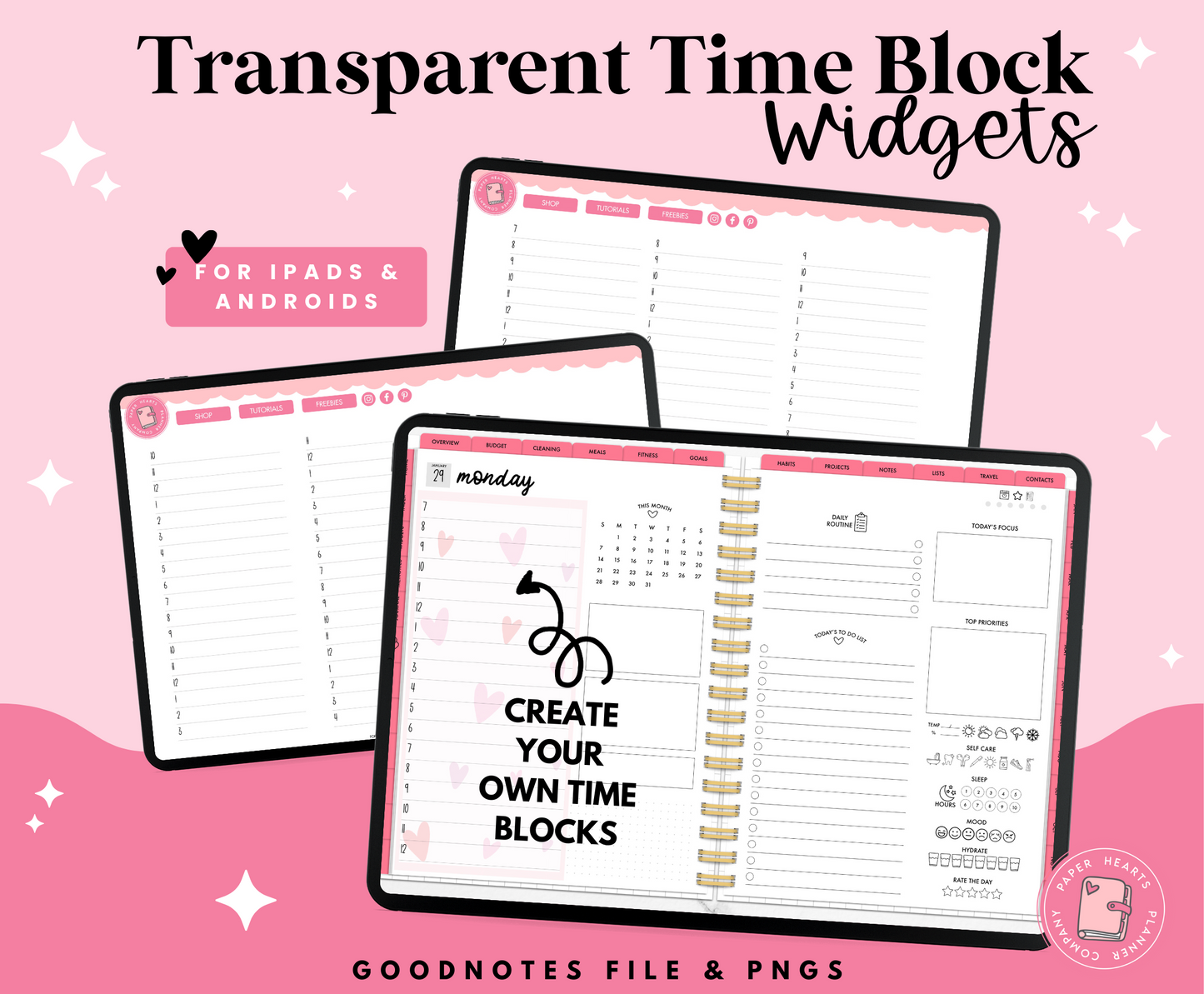 Transparent Time Block Widgets