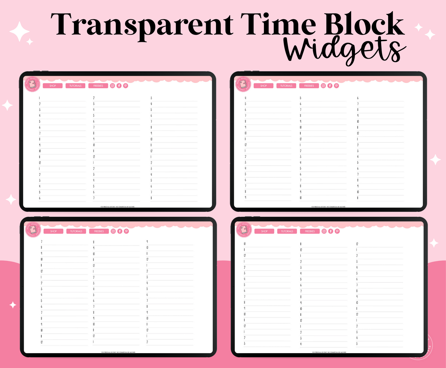 Transparent Time Block Widgets