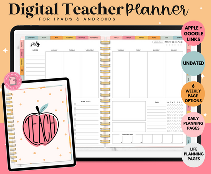 Undated Digital Teacher Planner