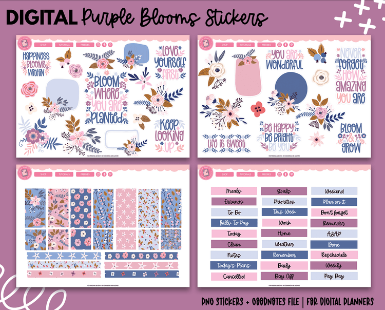 Purple Blooms Digital Stickers
