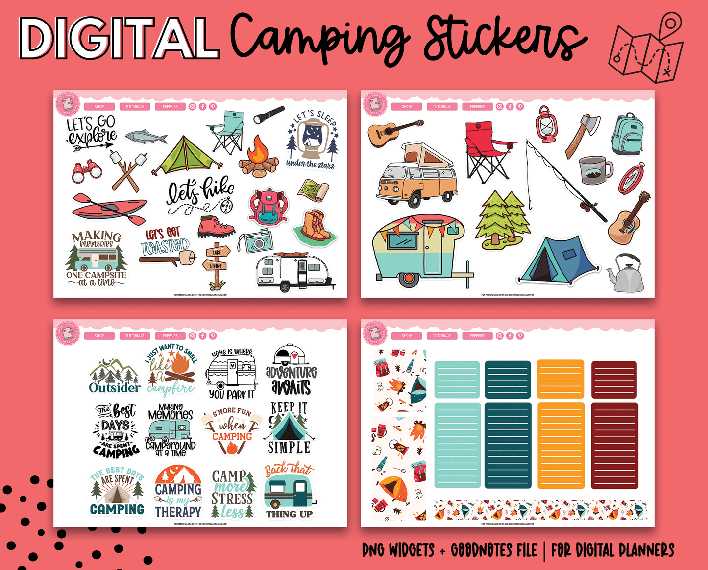 Camping Digital Stickers