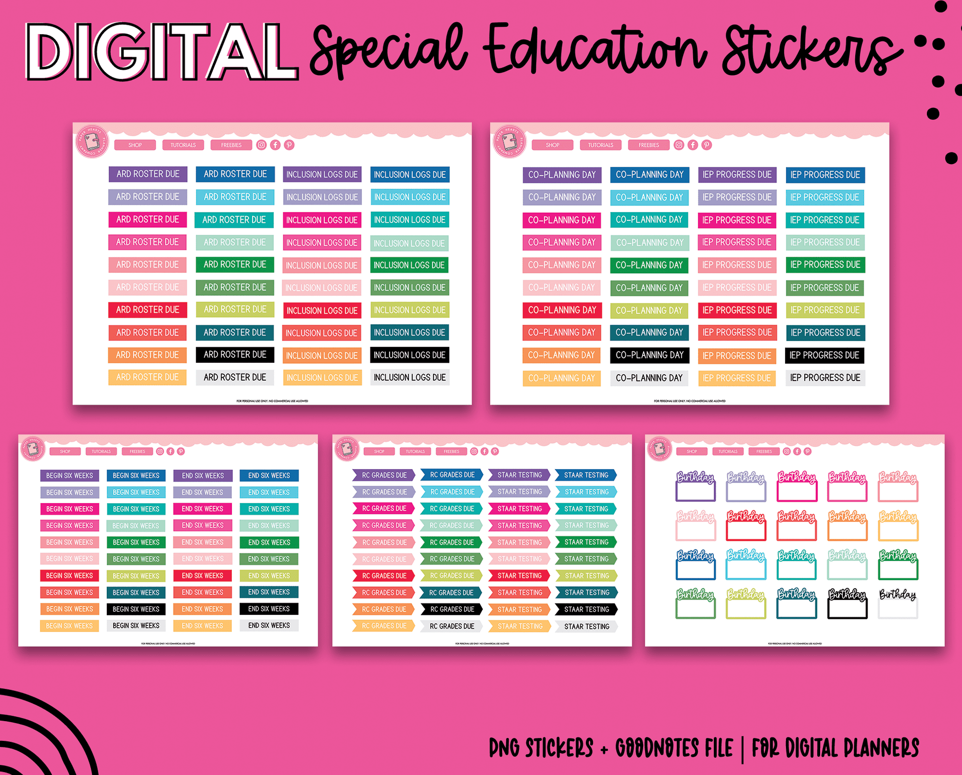 Digital Teacher Stickers – Paper Hearts Planner Co.