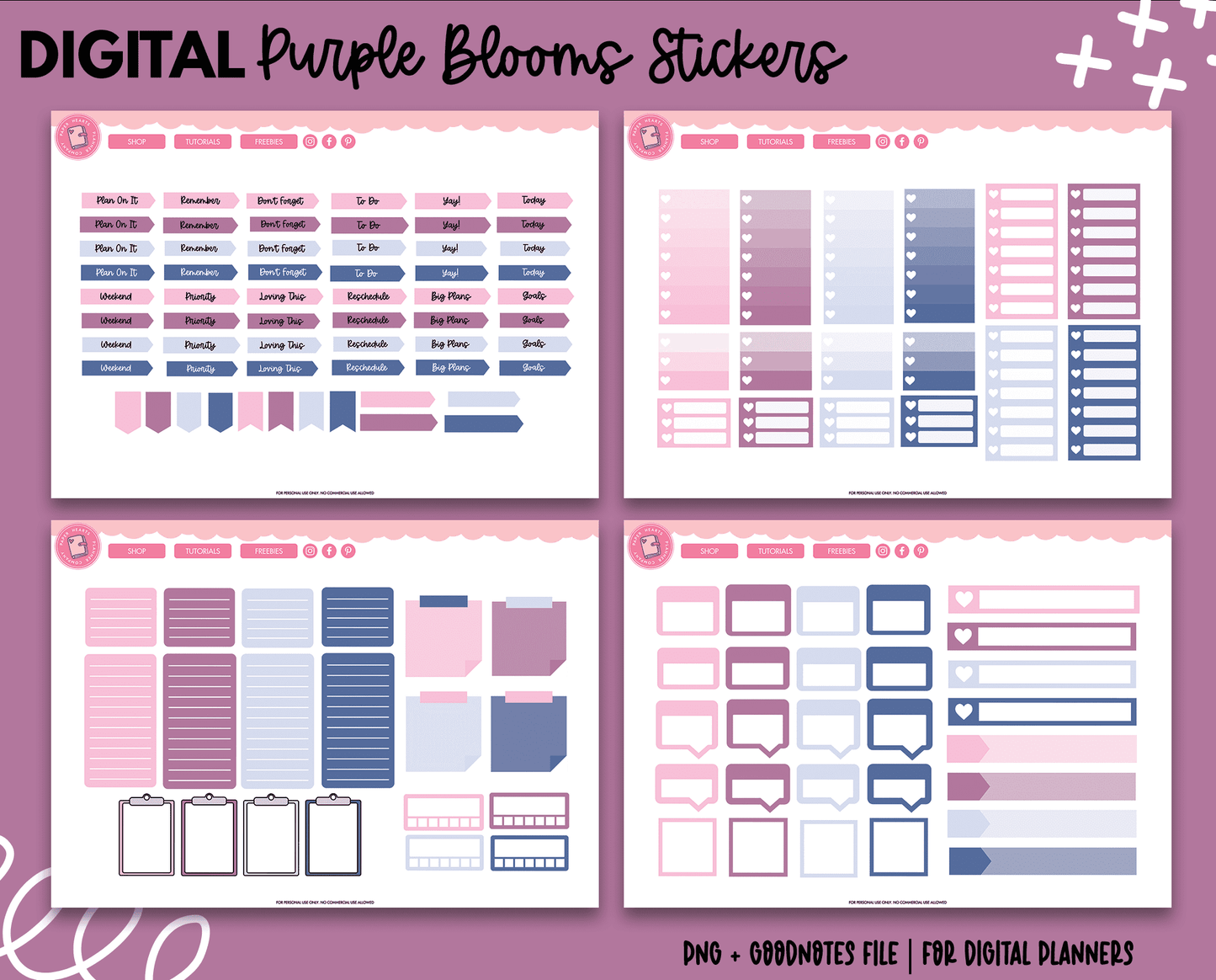 Purple Blooms Digital Stickers