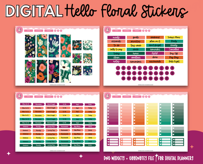 Hello Floral Digital Stickers