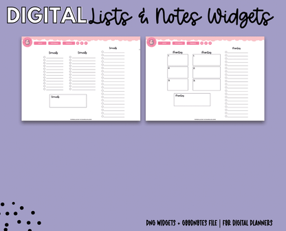 Lists & Notes Widgets