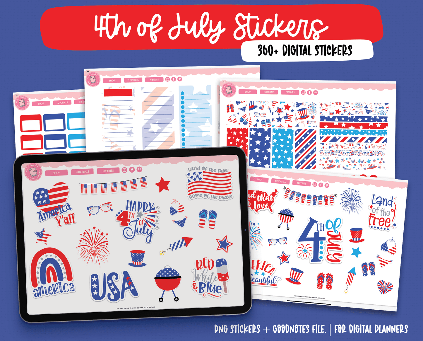 4th of July Digital Stickers