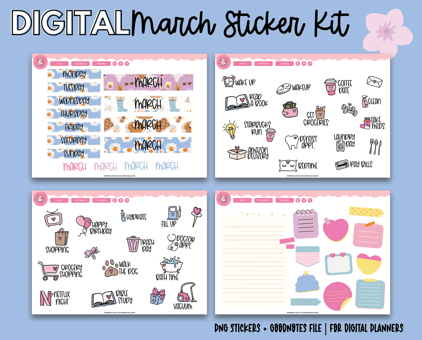 March Monthly Kit Digital Stickers