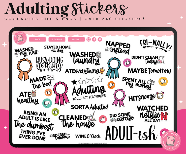 Adulting Digital Stickers