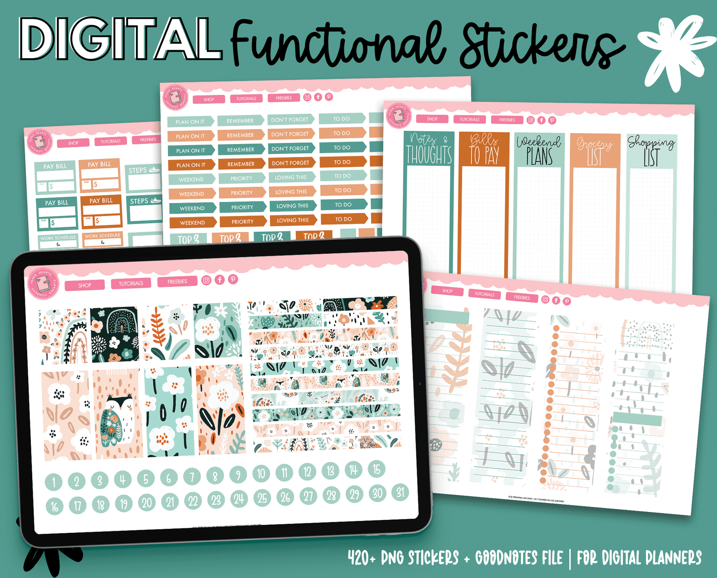 Blooming Blues Functional Stickers