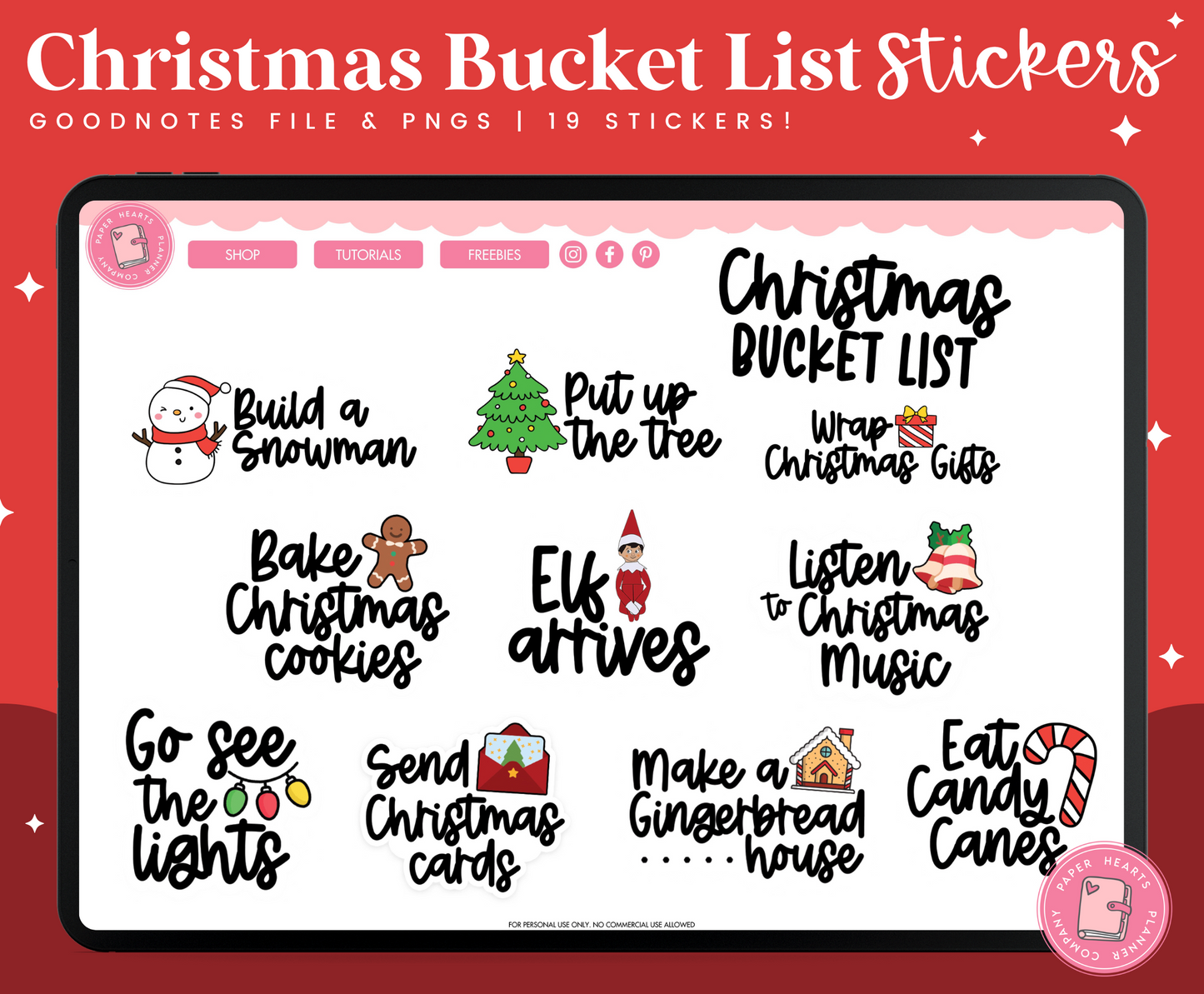 Christmas Bucket List Stickers
