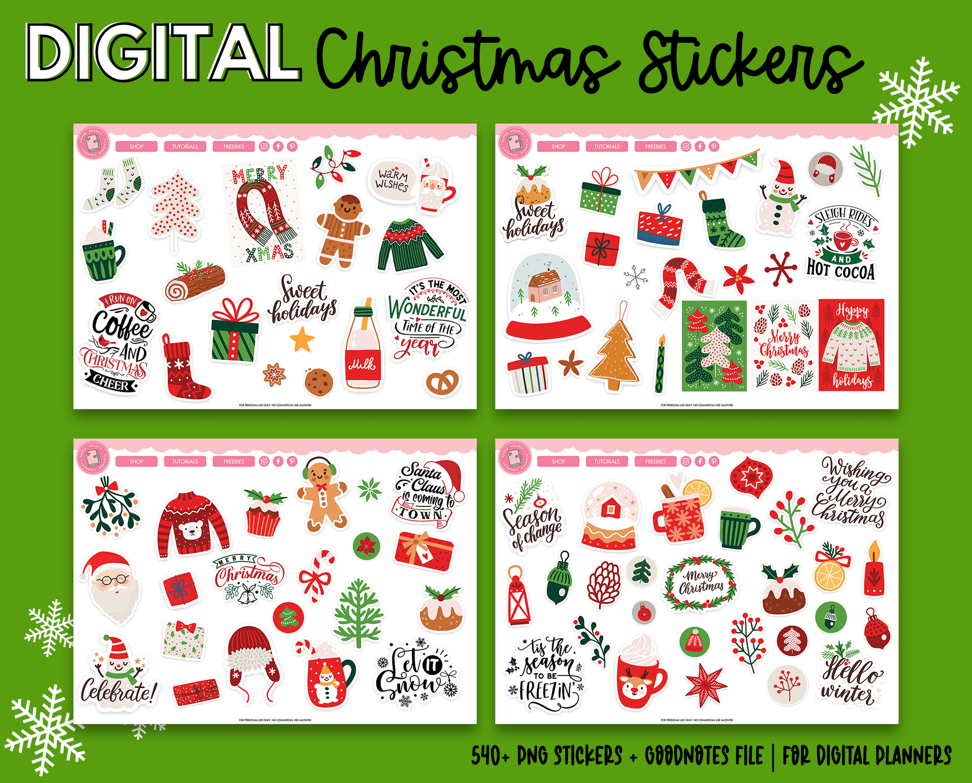 Classic Christmas Digital Stickers – Paper Hearts Planner Co.