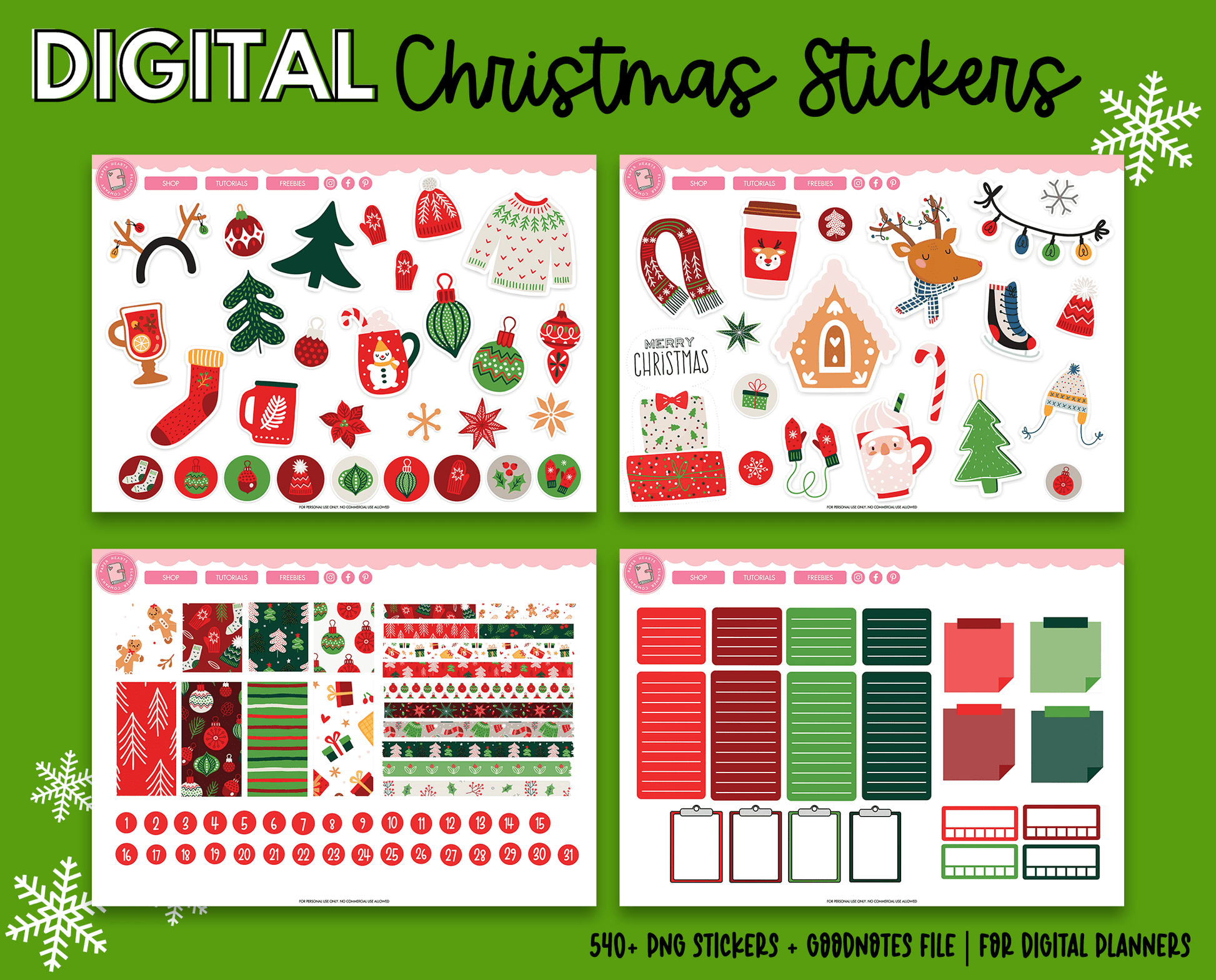 CHRISTMAS Digital Stickers Holiday Planner Stickers -   Holiday  planner stickers, Christmas planner stickers, Digital sticker