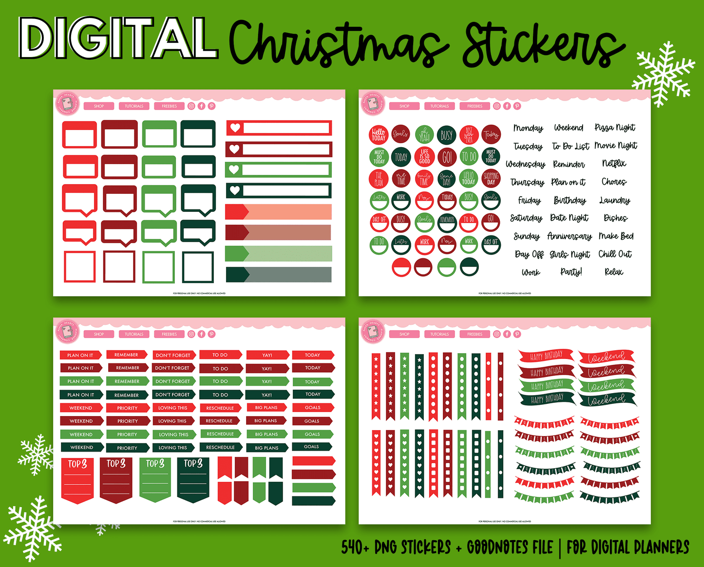 Classic Christmas Digital Stickers