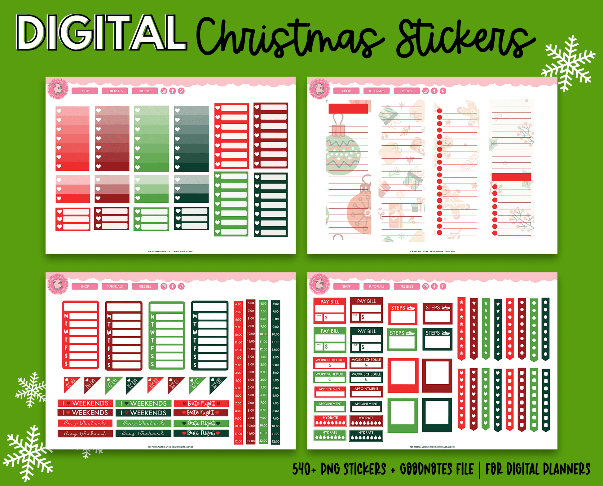 Classic Christmas Digital Stickers – Paper Hearts Planner Co.