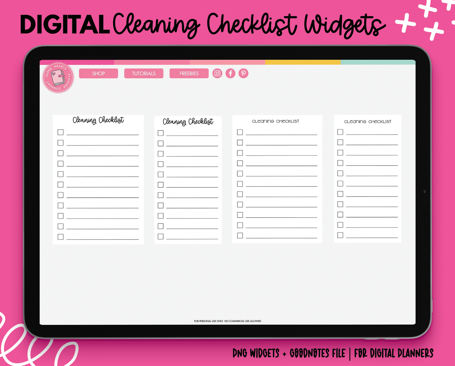 Cleaning Checklist Widgets