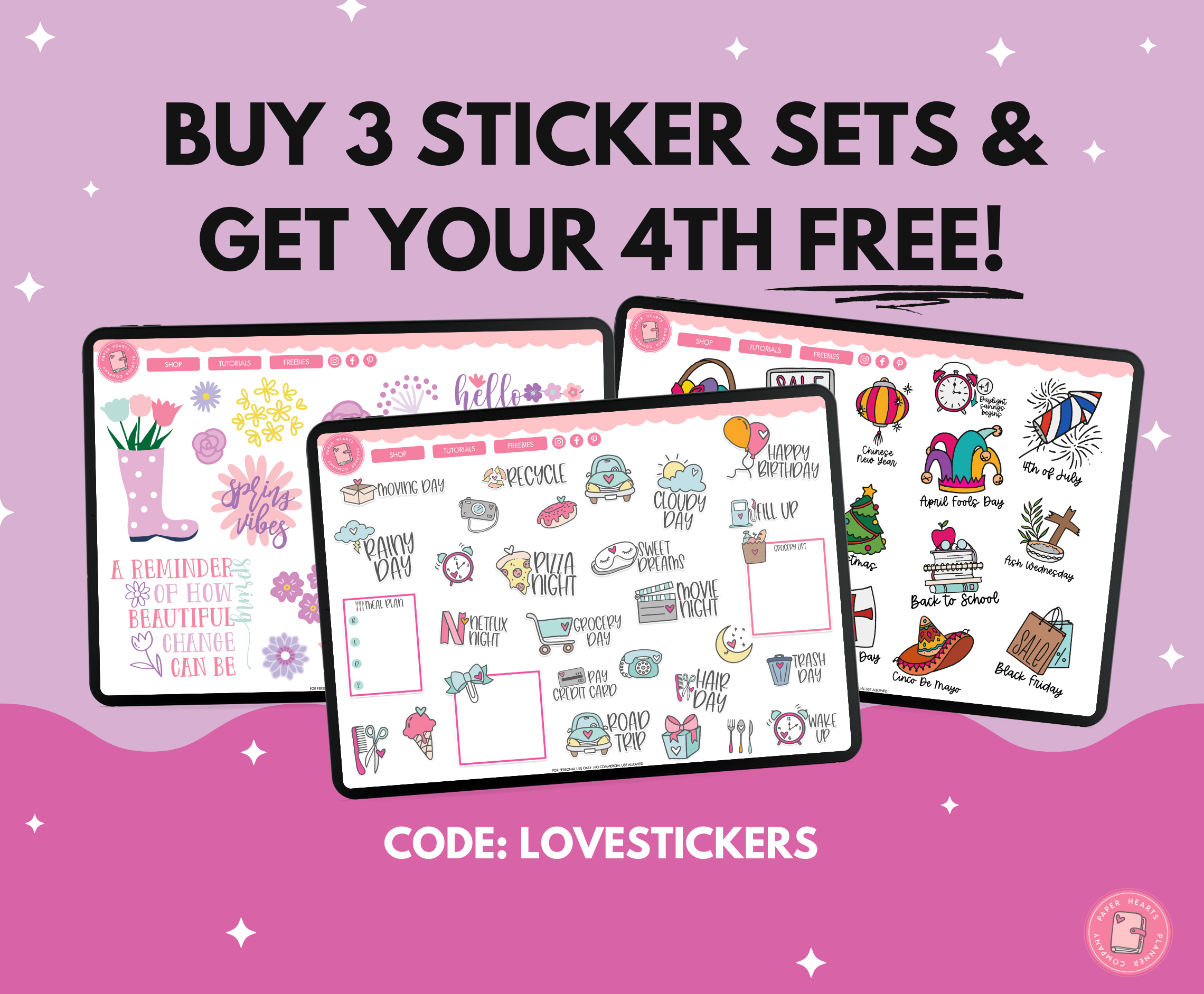 Days Of The Week Stickers – Paper Hearts Planner Co.