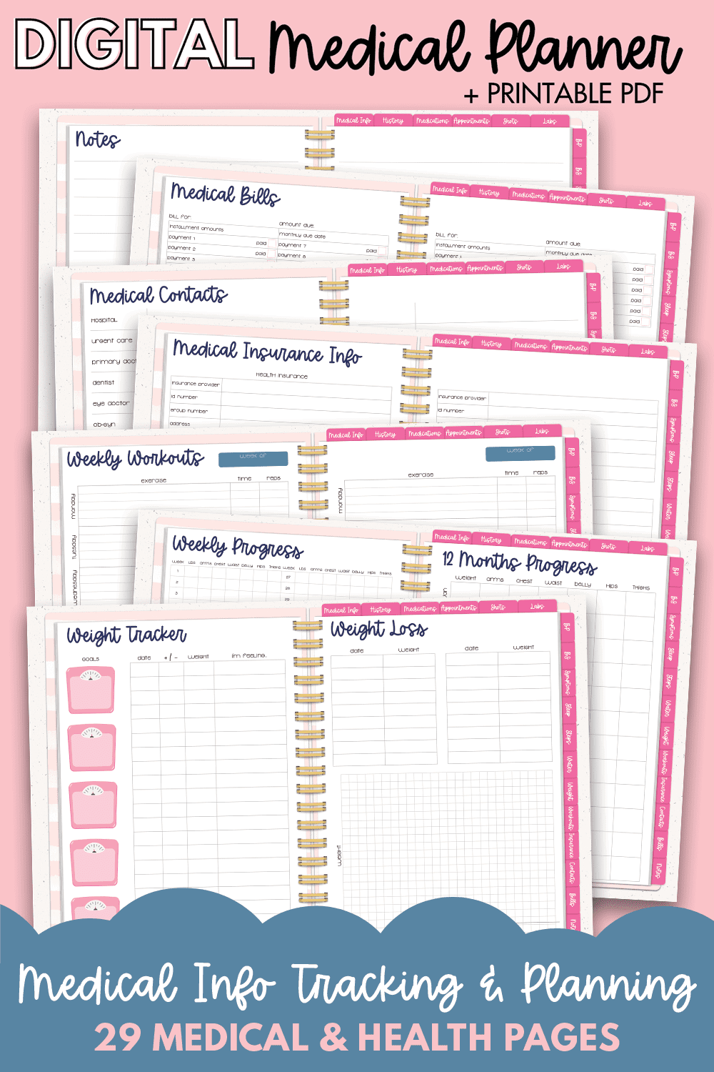 Planner Medical Insert Digital Medical Planner with Printable Version – Paper Hearts Planner Co.