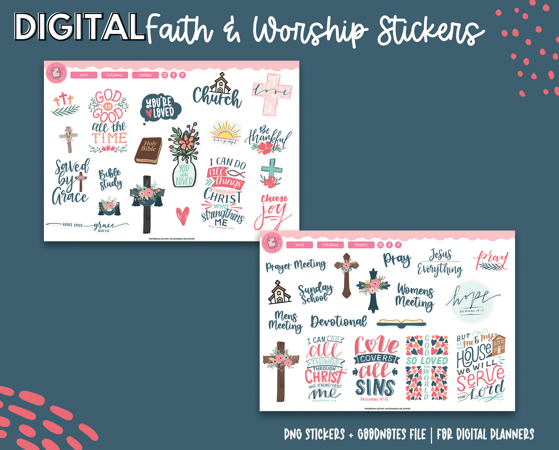 Faith & Worship Digital Stickers – Paper Hearts Planner Co.