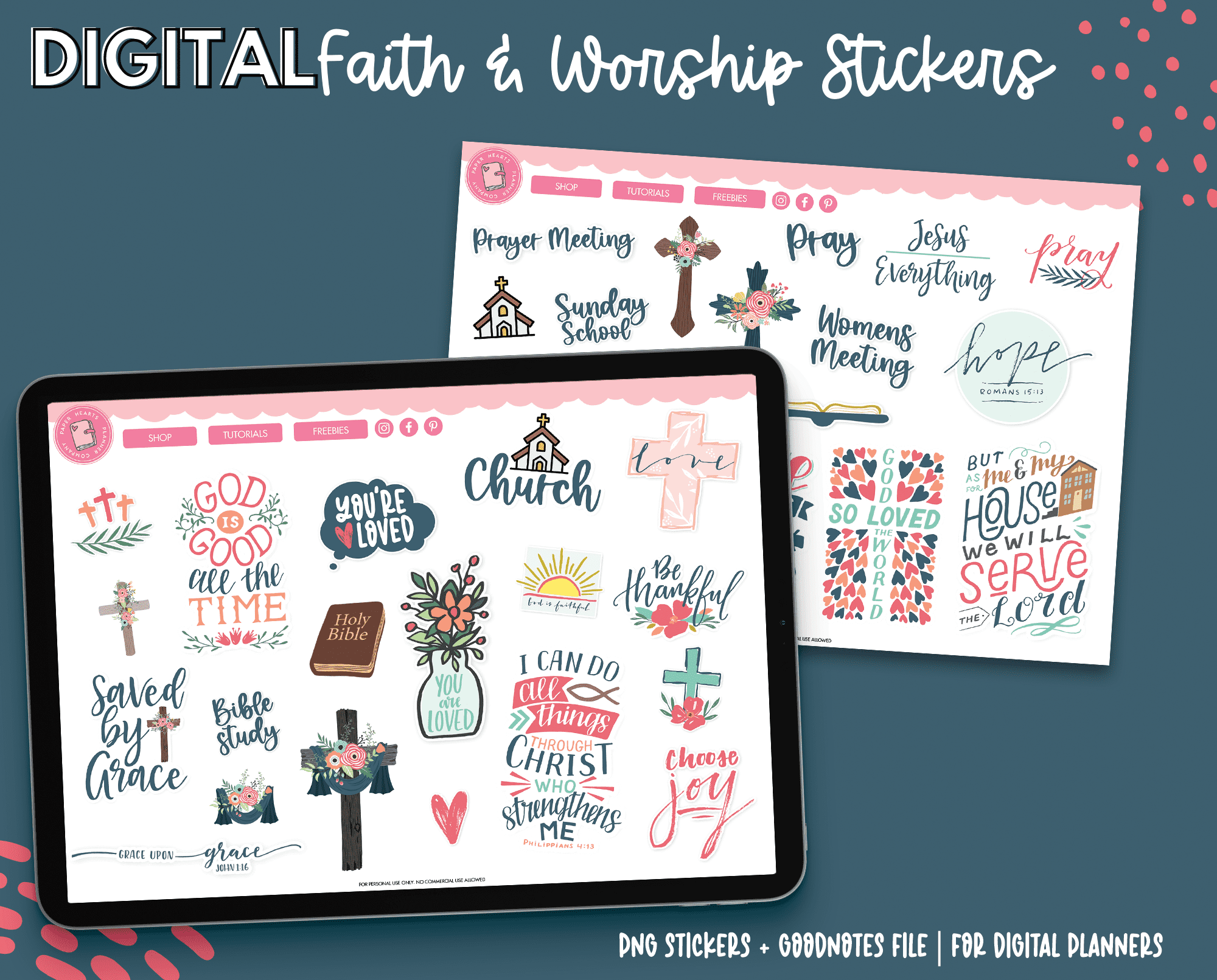 Sticky Note Faith Designs Faith & Worship Digital Stickers – Paper Hearts Planner Co.