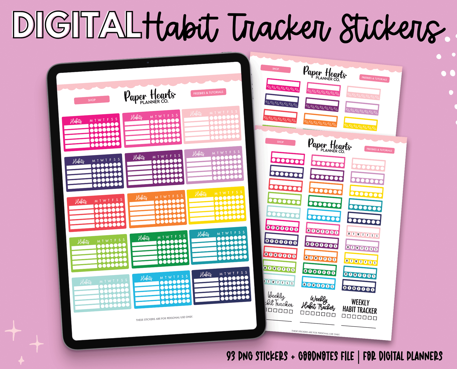 Weekly habit tracker, Habit planner stickers, Habit tracker stickers, By  Old Continent Design