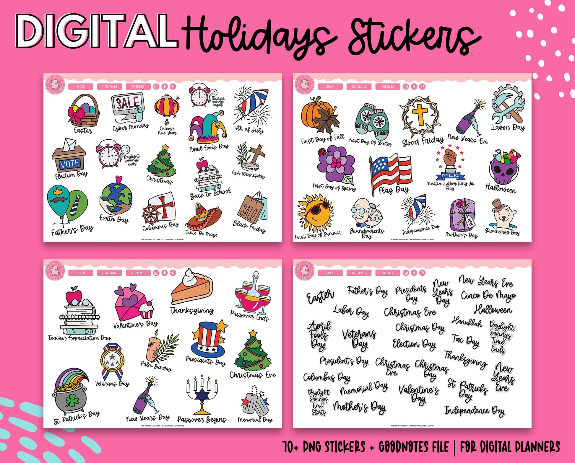 Holidays Digital Sticker Set – Paper Hearts Planner Co.