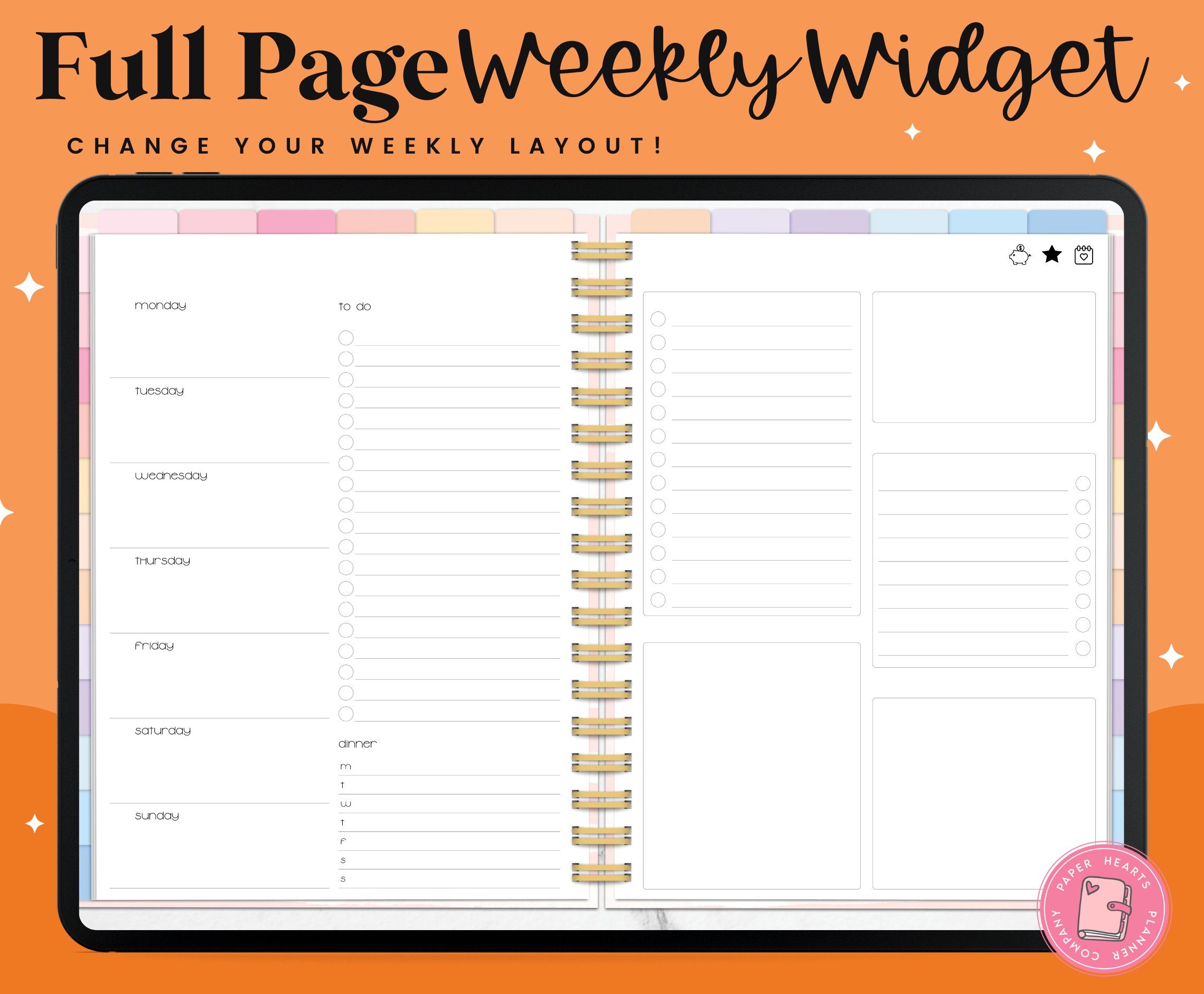 Horizontal Weekly Widget Layout 8 – Paper Hearts Planner Co.