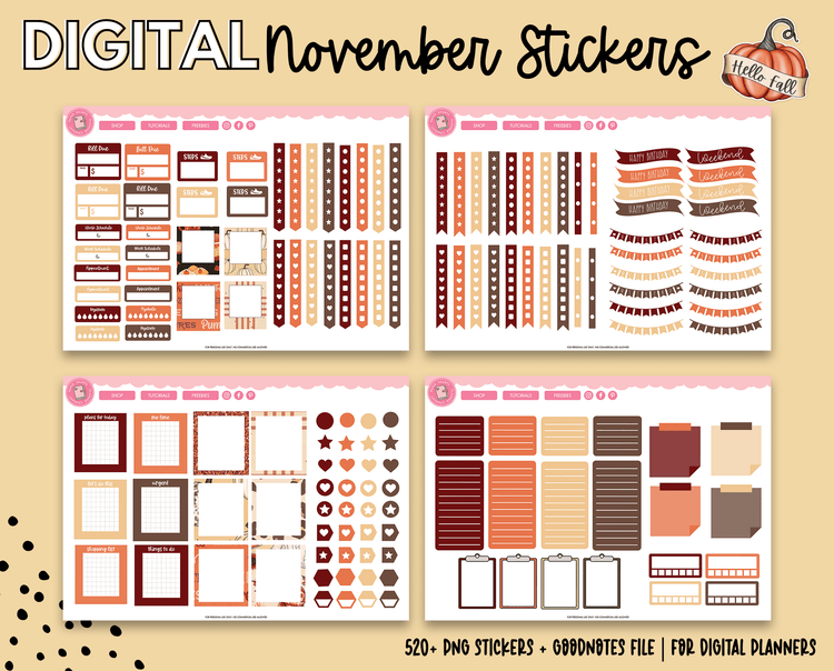 November Digital Sticker Bundle