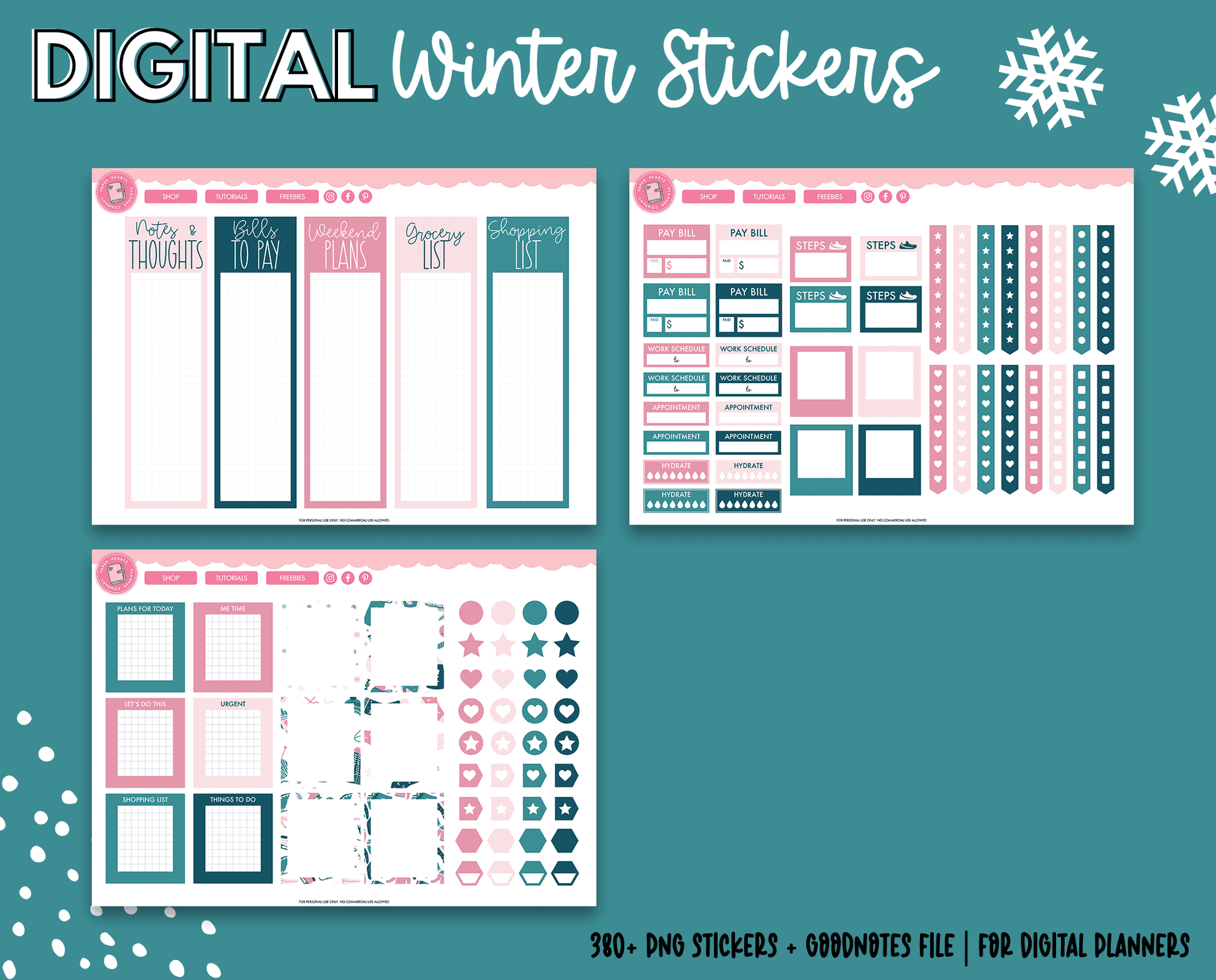 Digital Stickers Winter , Digital Winter Stickers January Digital Stickers