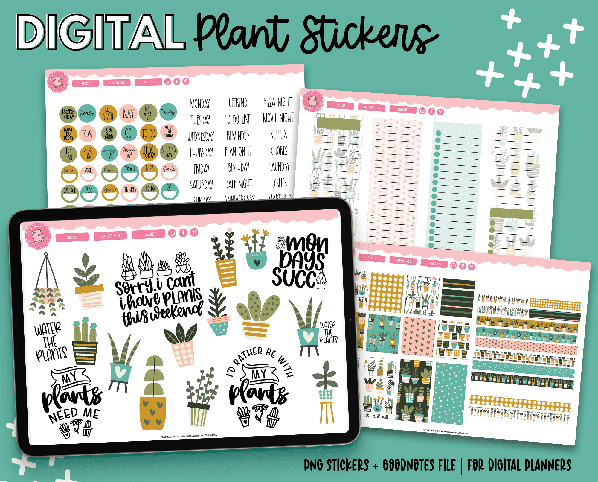 Virtual Plant Sticker Plants Digital Stickers – Paper Hearts Planner Co.