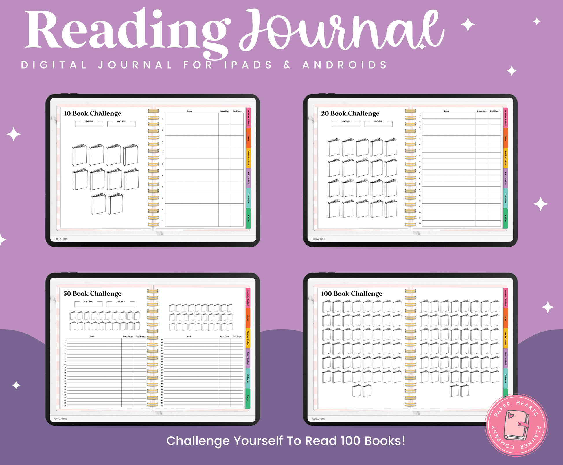 Reading Journal – Paper Hearts Planner Co.
