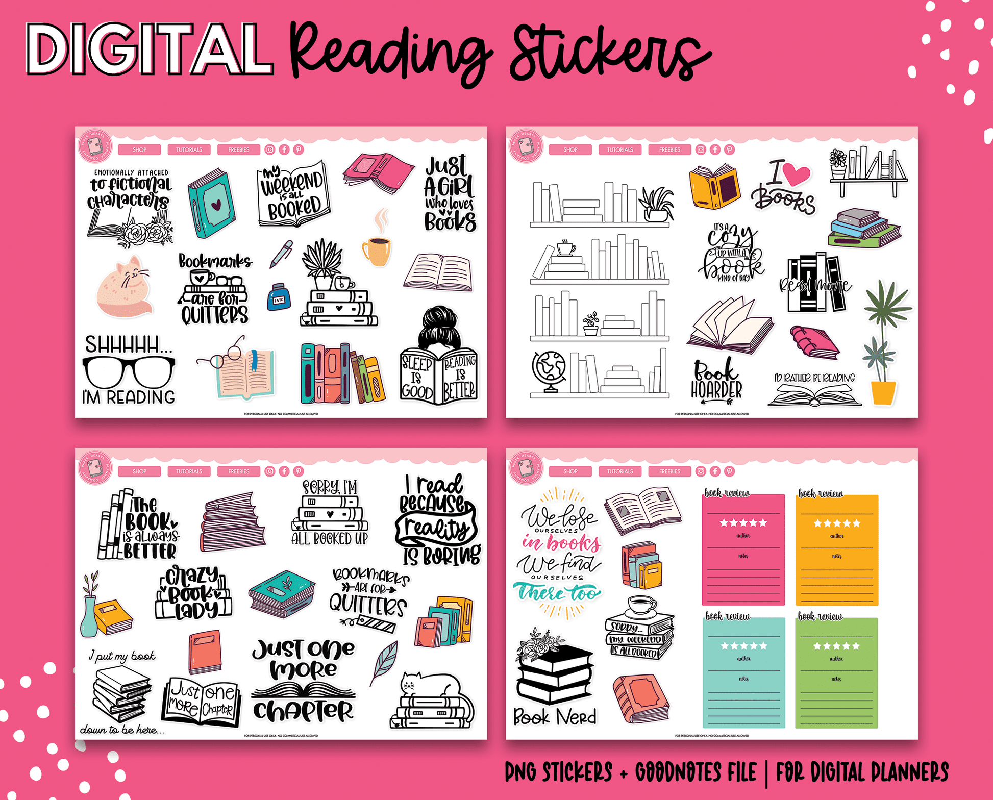 Reading Digital Stickers – Paper Hearts Planner Co.