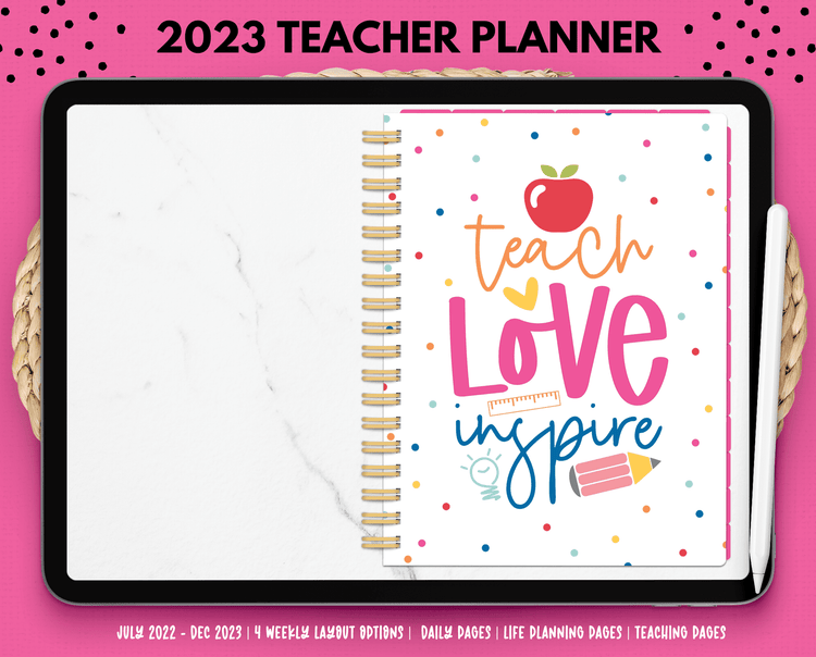 2023 Rainbow Polkadots Teacher Planner