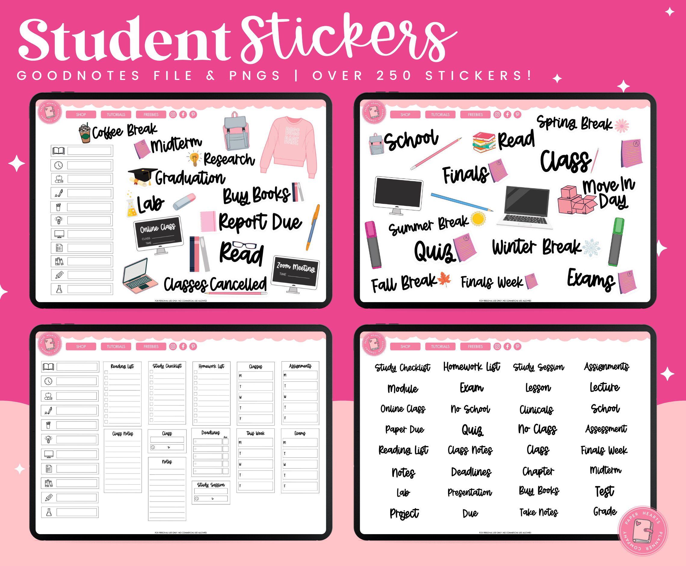 Student Stickers – Paper Hearts Planner Co.