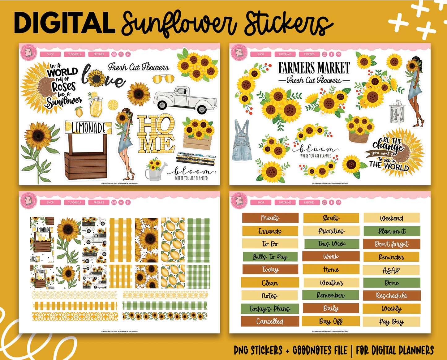 Sunflower Digital Stickers