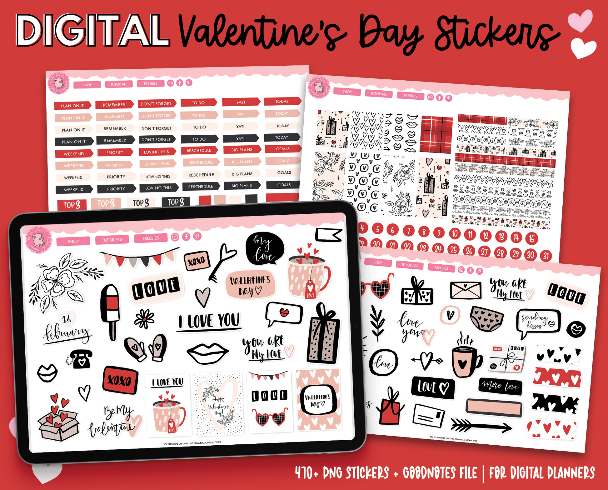 Valentines Day Stickers – Paper Hearts Planner Co.