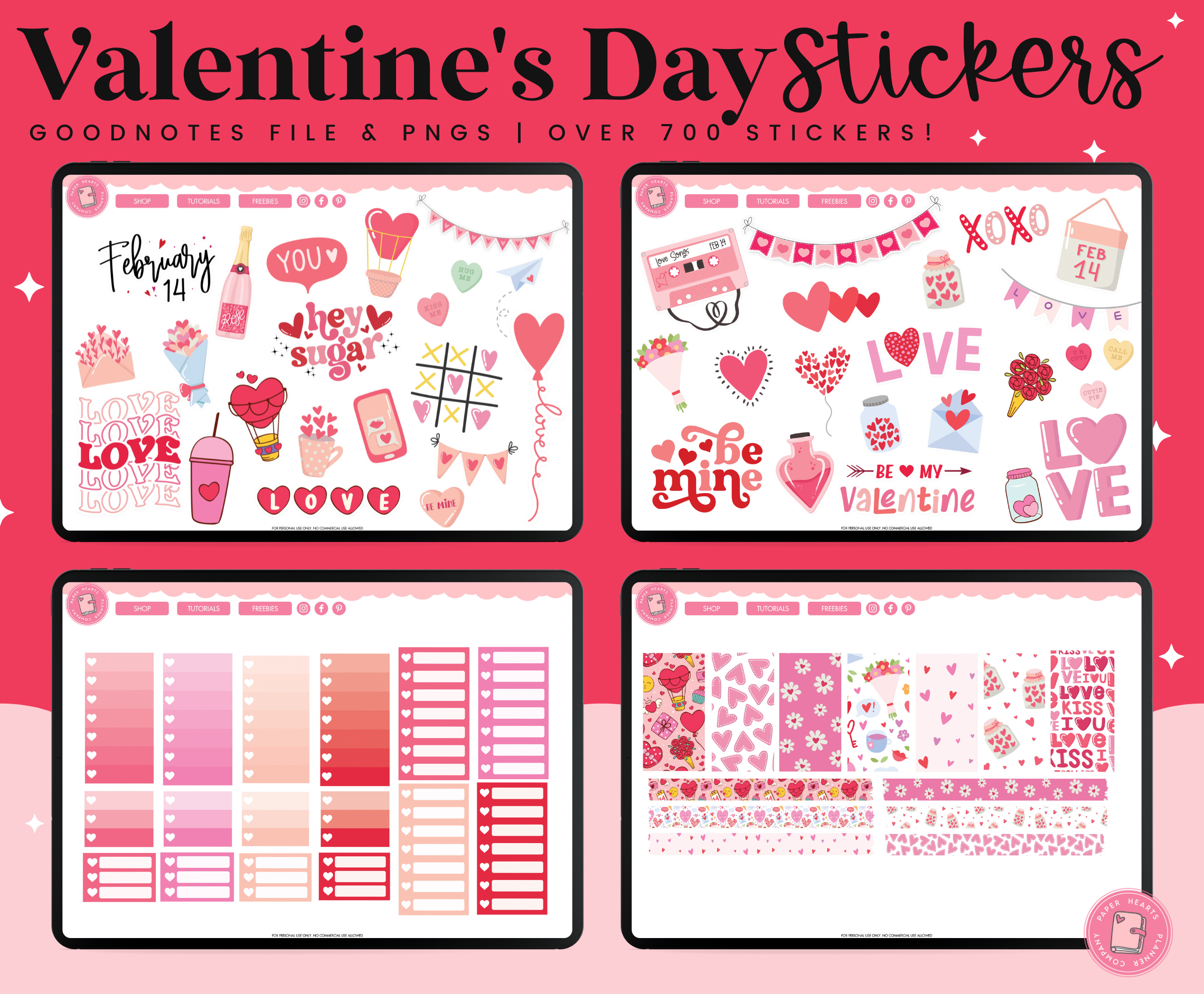 Valentine's Day Stickers – Paper Hearts Planner Co.