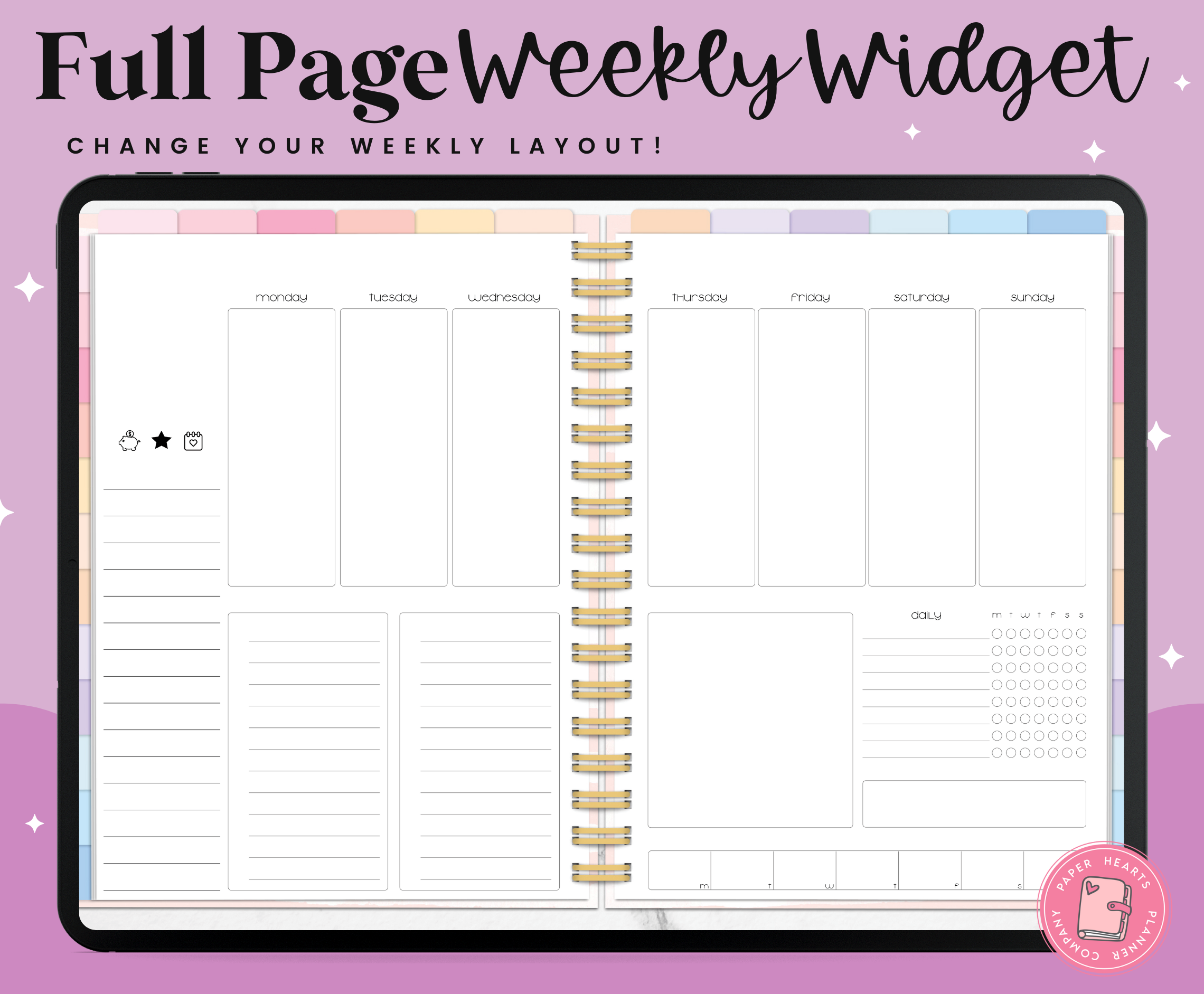 Vertical Weekly Layout Widget 2 – Paper Hearts Planner Co.